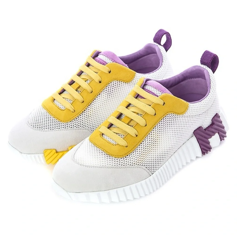 Hermès Women’s Bouncing Low Top White/Yellow/Purple Accents Sneakers Size 36 EU - Picture 3 of 17